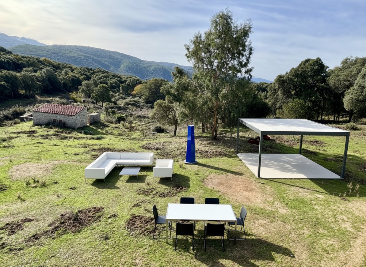 Land mit großem Stall