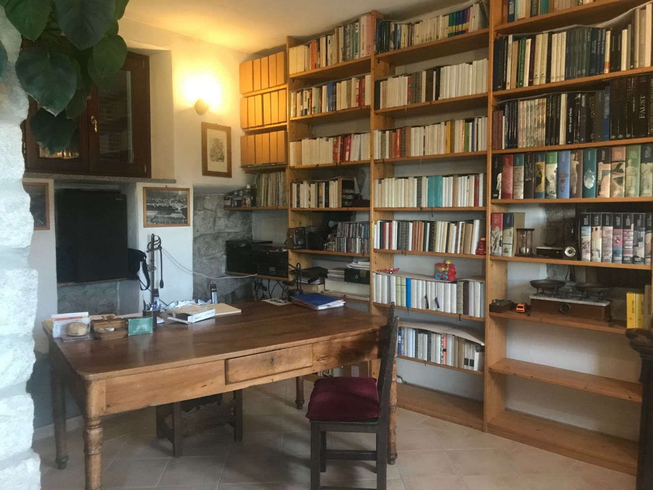 Wohnbereich mit Bibliothek